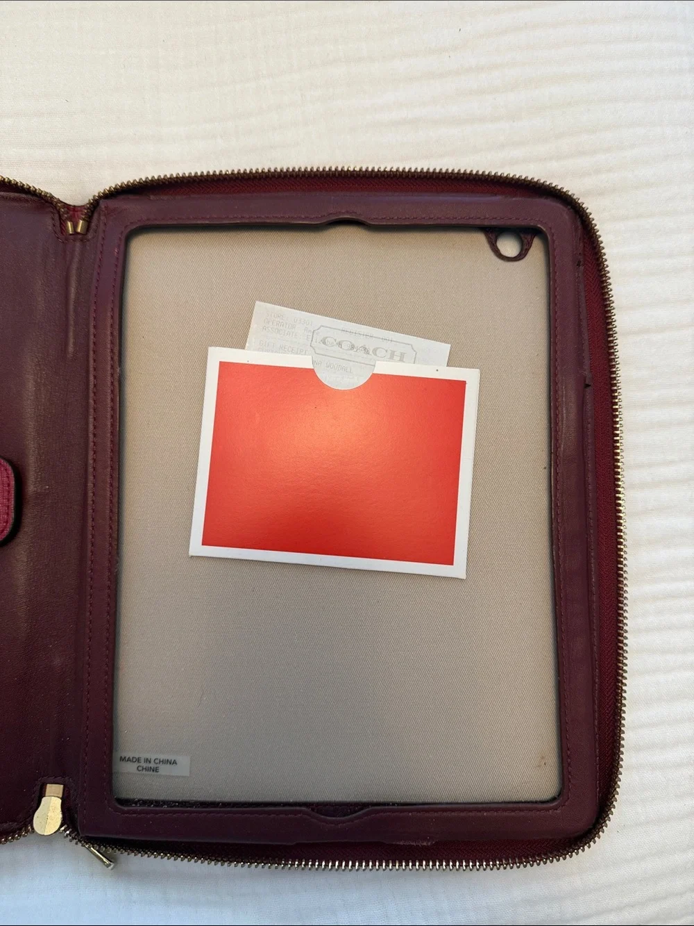 Coach Saffiano Zip Organizer iPad Tablet Case in Berry